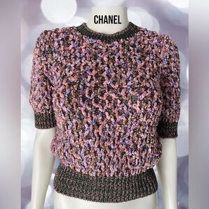 CHANEL 2015 Collection Knit Cotton Pullover Sweater Top Size 36